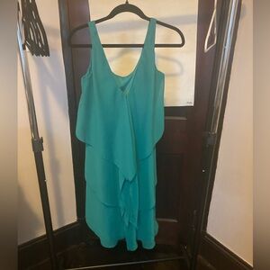 Ann Taylor Asymmetrical Teal Dress